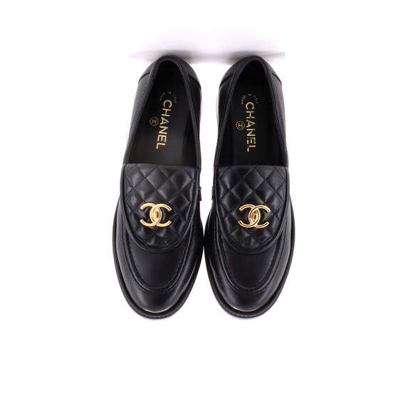 Chanel Women's CC Loafers Quilted Leather - Picture 2 of 6